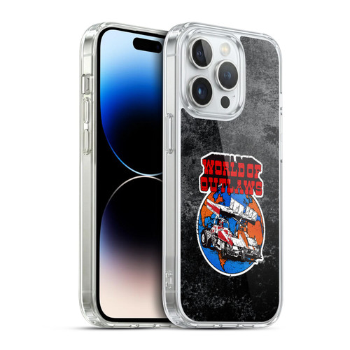 World of Outlaws Western Graphics Distressed Sprint Car Logo Soft Gel Case for Apple iPhone 14 Pro & MagSafe
