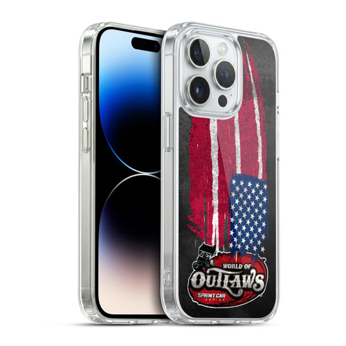 World of Outlaws Western Graphics US Flag Distressed Soft Gel Case for Apple iPhone 14 Pro & MagSafe