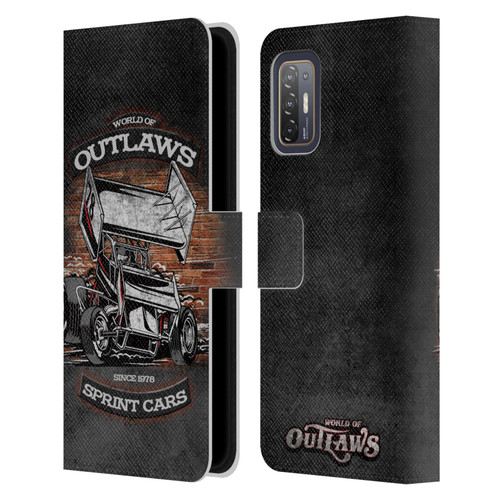 World of Outlaws Western Graphics Brickyard Sprint Car Leather Book Wallet Case Cover For HTC Desire 21 Pro 5G