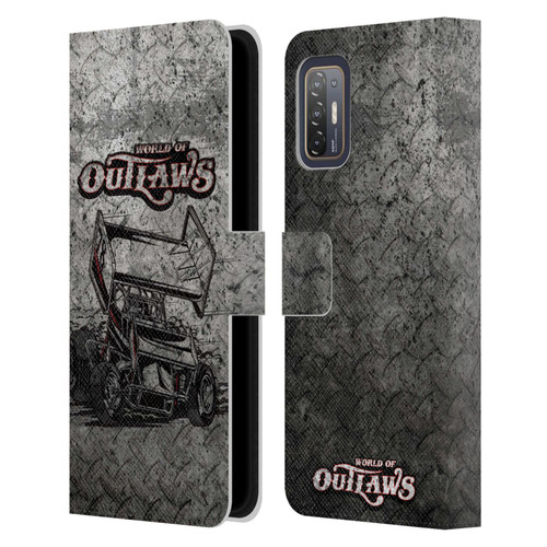 World of Outlaws Western Graphics Sprint Car Leather Book Wallet Case Cover For HTC Desire 21 Pro 5G