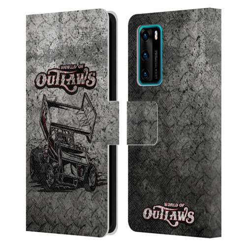World of Outlaws Western Graphics Sprint Car Leather Book Wallet Case Cover For Huawei P40 5G