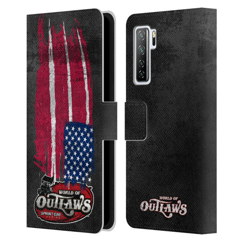 World of Outlaws Western Graphics US Flag Distressed Leather Book Wallet Case Cover For Huawei Nova 7 SE/P40 Lite 5G