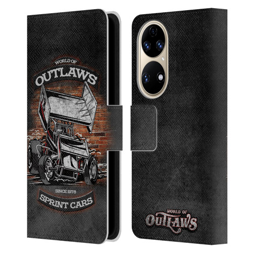 World of Outlaws Western Graphics Brickyard Sprint Car Leather Book Wallet Case Cover For Huawei P50