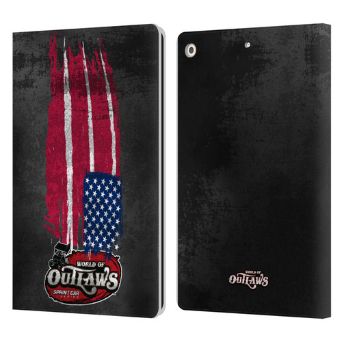 World of Outlaws Western Graphics US Flag Distressed Leather Book Wallet Case Cover For Apple iPad 10.2 2019/2020/2021
