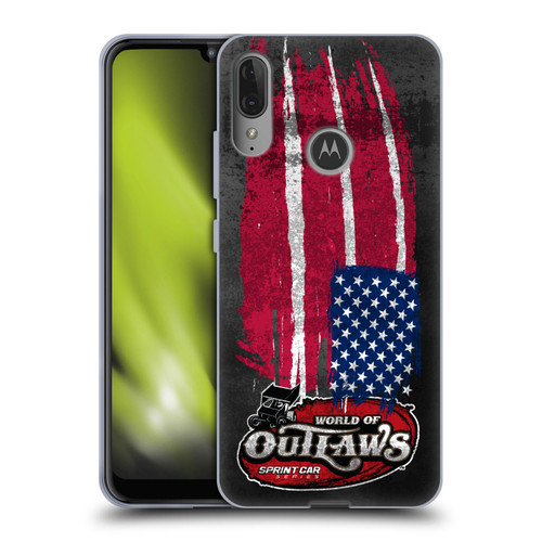 World of Outlaws Western Graphics US Flag Distressed Soft Gel Case for Motorola Moto E6 Plus