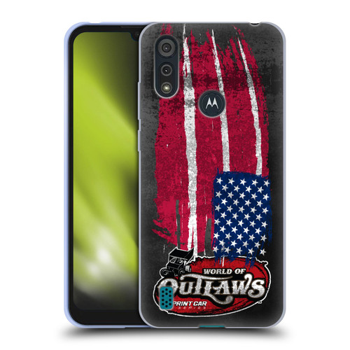 World of Outlaws Western Graphics US Flag Distressed Soft Gel Case for Motorola Moto E6s (2020)