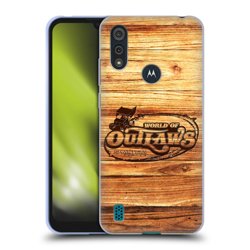 World of Outlaws Western Graphics Wood Logo Soft Gel Case for Motorola Moto E6s (2020)