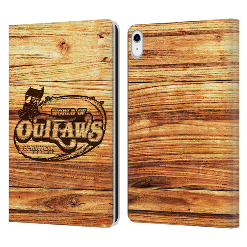 World of Outlaws Western Graphics Wood Logo Leather Book Wallet Case Cover For Apple iPad 10.9 (2022)