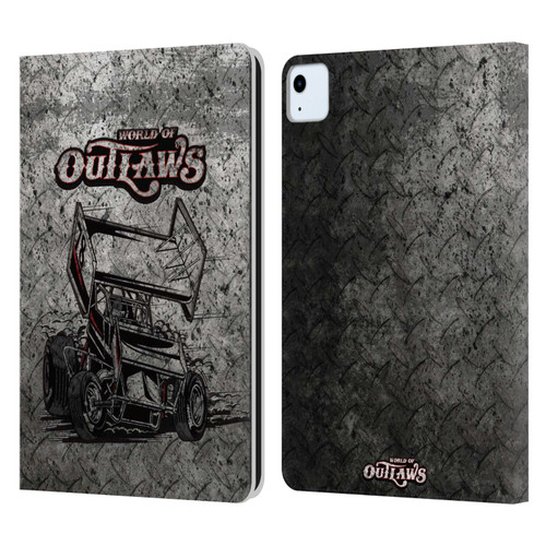 World of Outlaws Western Graphics Sprint Car Leather Book Wallet Case Cover For Apple iPad Air 2020 / 2022