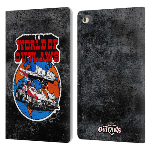 World of Outlaws Western Graphics Distressed Sprint Car Logo Leather Book Wallet Case Cover For Apple iPad mini 4