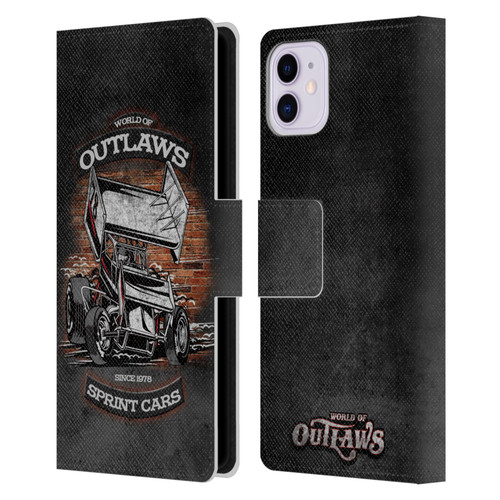 World of Outlaws Western Graphics Brickyard Sprint Car Leather Book Wallet Case Cover For Apple iPhone 11