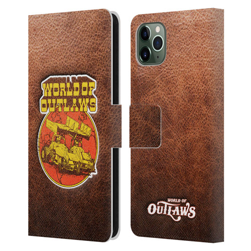 World of Outlaws Western Graphics Sprint Car Leather Print Leather Book Wallet Case Cover For Apple iPhone 11 Pro Max