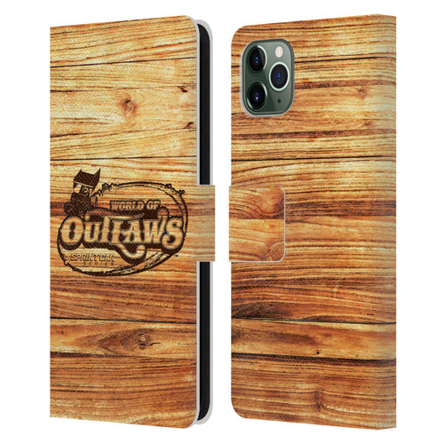 World of Outlaws Western Graphics Wood Logo Leather Book Wallet Case Cover For Apple iPhone 11 Pro Max