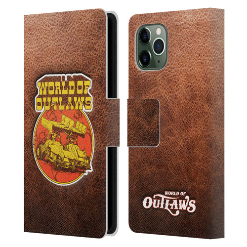World of Outlaws Western Graphics Sprint Car Leather Print Leather Book Wallet Case Cover For Apple iPhone 11 Pro