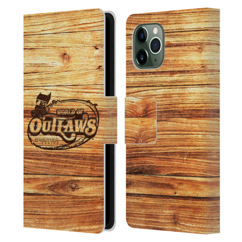 World of Outlaws Western Graphics Wood Logo Leather Book Wallet Case Cover For Apple iPhone 11 Pro
