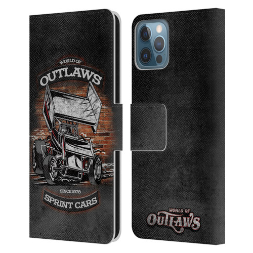 World of Outlaws Western Graphics Brickyard Sprint Car Leather Book Wallet Case Cover For Apple iPhone 12 / iPhone 12 Pro