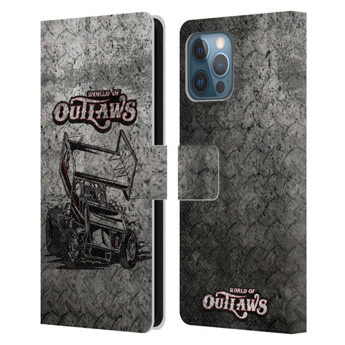 World of Outlaws Western Graphics Sprint Car Leather Book Wallet Case Cover For Apple iPhone 12 Pro Max