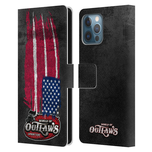 World of Outlaws Western Graphics US Flag Distressed Leather Book Wallet Case Cover For Apple iPhone 12 Pro Max