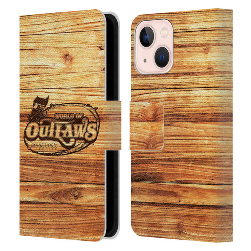 World of Outlaws Western Graphics Wood Logo Leather Book Wallet Case Cover For Apple iPhone 13 Mini