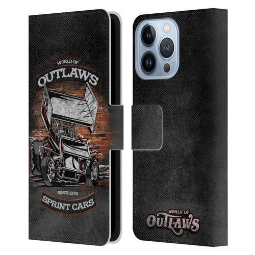 World of Outlaws Western Graphics Brickyard Sprint Car Leather Book Wallet Case Cover For Apple iPhone 13 Pro