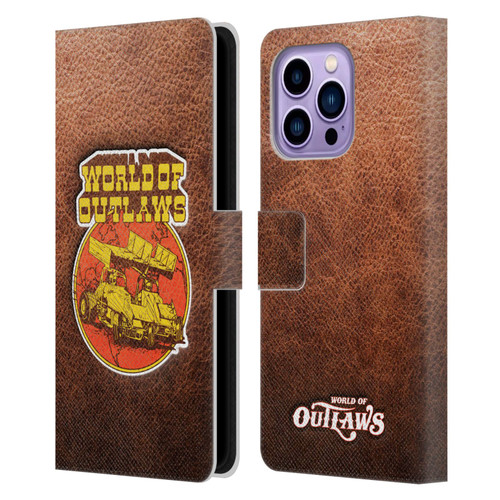 World of Outlaws Western Graphics Sprint Car Leather Print Leather Book Wallet Case Cover For Apple iPhone 14 Pro Max