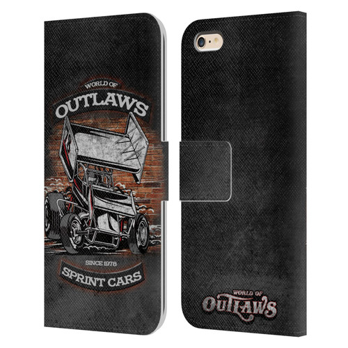 World of Outlaws Western Graphics Brickyard Sprint Car Leather Book Wallet Case Cover For Apple iPhone 6 Plus / iPhone 6s Plus
