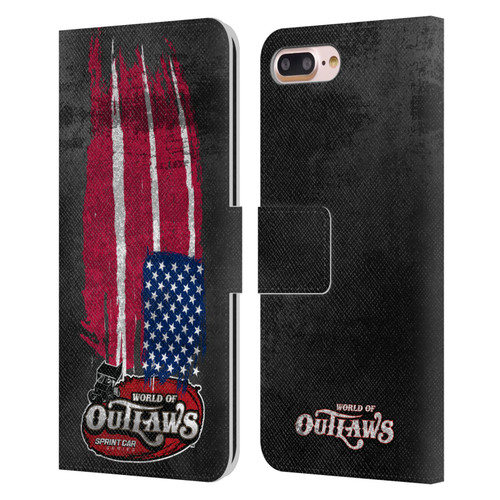 World of Outlaws Western Graphics US Flag Distressed Leather Book Wallet Case Cover For Apple iPhone 7 Plus / iPhone 8 Plus