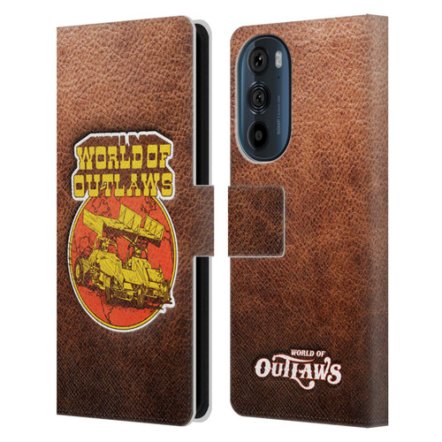 World of Outlaws Western Graphics Sprint Car Leather Print Leather Book Wallet Case Cover For Motorola Edge 30