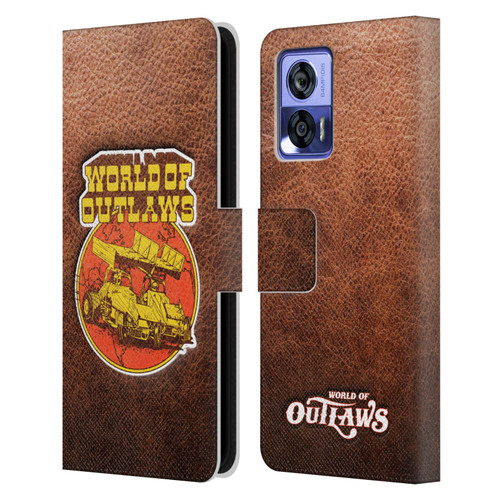 World of Outlaws Western Graphics Sprint Car Leather Print Leather Book Wallet Case Cover For Motorola Edge 30 Neo 5G