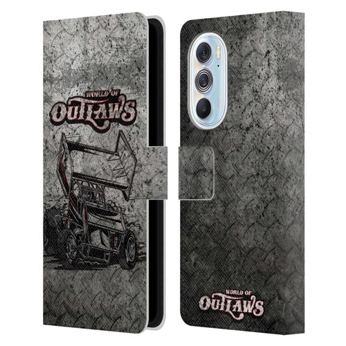 World of Outlaws Western Graphics Sprint Car Leather Book Wallet Case Cover For Motorola Edge X30