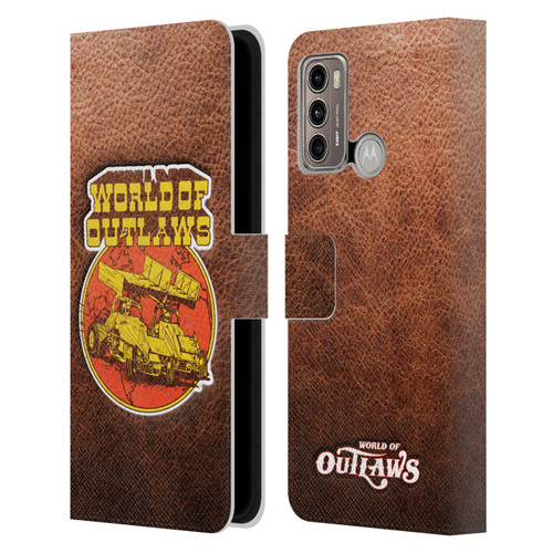 World of Outlaws Western Graphics Sprint Car Leather Print Leather Book Wallet Case Cover For Motorola Moto G60 / Moto G40 Fusion