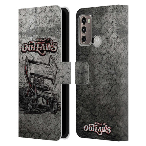 World of Outlaws Western Graphics Sprint Car Leather Book Wallet Case Cover For Motorola Moto G60 / Moto G40 Fusion