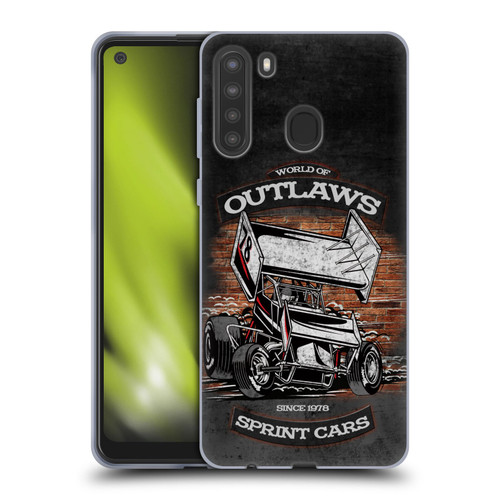 World of Outlaws Western Graphics Brickyard Sprint Car Soft Gel Case for Samsung Galaxy A21 (2020)