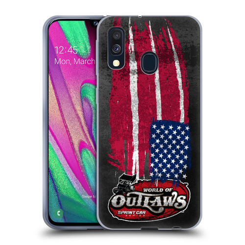 World of Outlaws Western Graphics US Flag Distressed Soft Gel Case for Samsung Galaxy A40 (2019)