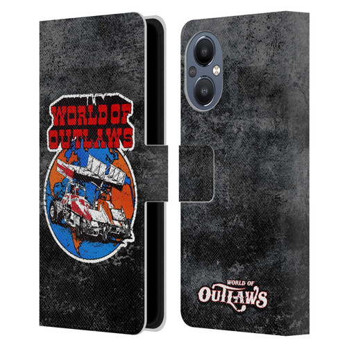 World of Outlaws Western Graphics Distressed Sprint Car Logo Leather Book Wallet Case Cover For OnePlus Nord N20 5G