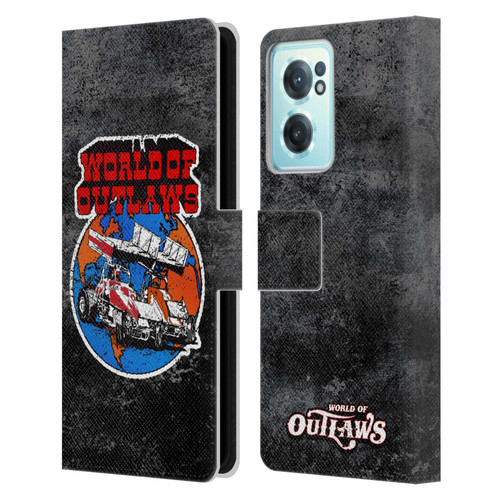 World of Outlaws Western Graphics Distressed Sprint Car Logo Leather Book Wallet Case Cover For OnePlus Nord CE 2 5G