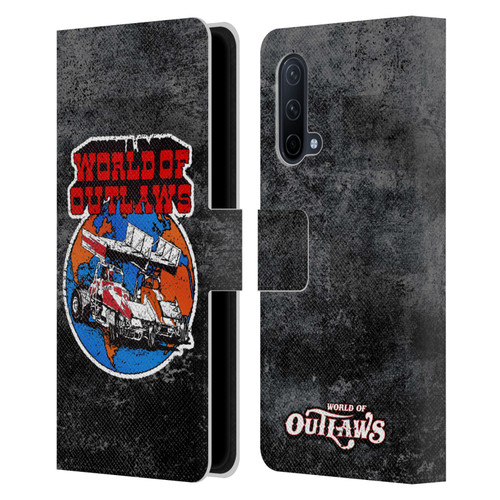 World of Outlaws Western Graphics Distressed Sprint Car Logo Leather Book Wallet Case Cover For OnePlus Nord CE 5G