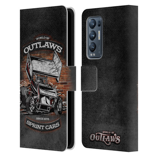 World of Outlaws Western Graphics Brickyard Sprint Car Leather Book Wallet Case Cover For OPPO Find X3 Neo / Reno5 Pro+ 5G