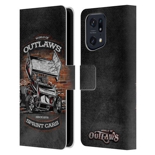 World of Outlaws Western Graphics Brickyard Sprint Car Leather Book Wallet Case Cover For OPPO Find X5 Pro