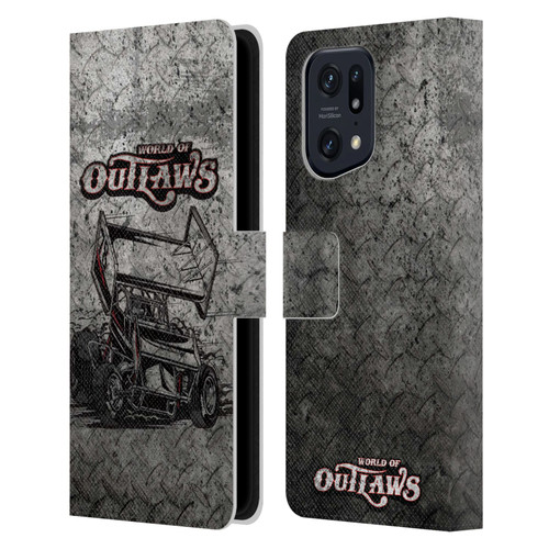 World of Outlaws Western Graphics Sprint Car Leather Book Wallet Case Cover For OPPO Find X5 Pro