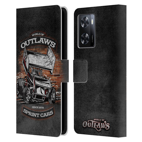World of Outlaws Western Graphics Brickyard Sprint Car Leather Book Wallet Case Cover For OPPO A57s