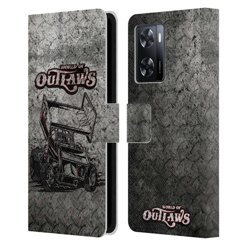 World of Outlaws Western Graphics Sprint Car Leather Book Wallet Case Cover For OPPO A57s
