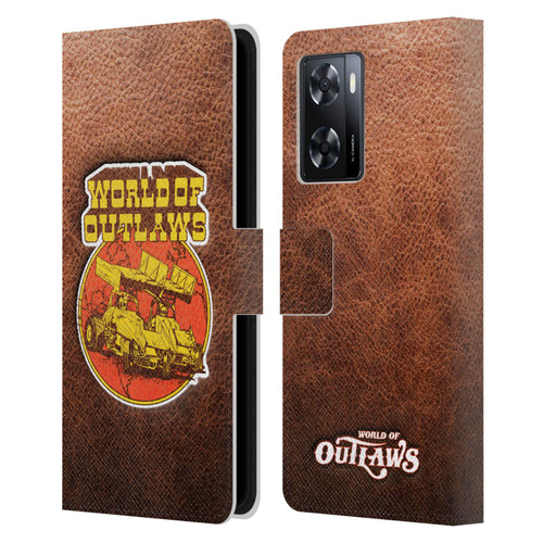 World of Outlaws Western Graphics Sprint Car Leather Print Leather Book Wallet Case Cover For OPPO A57s