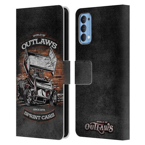 World of Outlaws Western Graphics Brickyard Sprint Car Leather Book Wallet Case Cover For OPPO Reno 4 5G