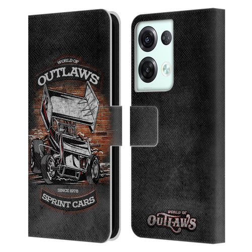World of Outlaws Western Graphics Brickyard Sprint Car Leather Book Wallet Case Cover For OPPO Reno8 Pro