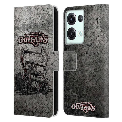World of Outlaws Western Graphics Sprint Car Leather Book Wallet Case Cover For OPPO Reno8 Pro