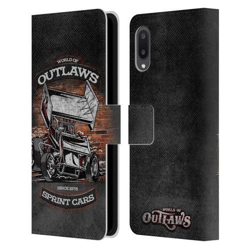 World of Outlaws Western Graphics Brickyard Sprint Car Leather Book Wallet Case Cover For Samsung Galaxy A02/M02 (2021)