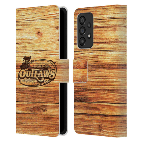 World of Outlaws Western Graphics Wood Logo Leather Book Wallet Case Cover For Samsung Galaxy A33 5G (2022)