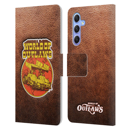 World of Outlaws Western Graphics Sprint Car Leather Print Leather Book Wallet Case Cover For Samsung Galaxy A34 5G
