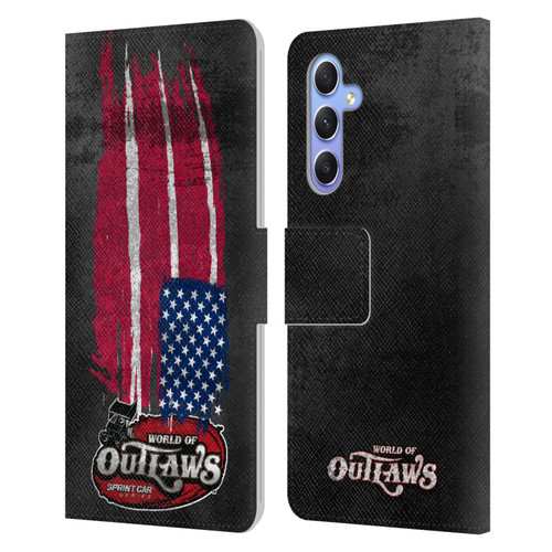 World of Outlaws Western Graphics US Flag Distressed Leather Book Wallet Case Cover For Samsung Galaxy A34 5G